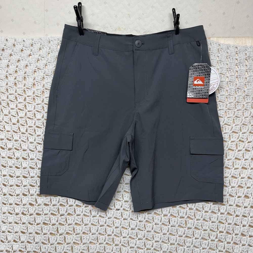 Quiksilver Amphibian Shorts Mens Sz 30 Gray Cargo Walkshorts Iron For The Water